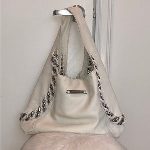Michael Kors White Leather Bucket Style Handbag